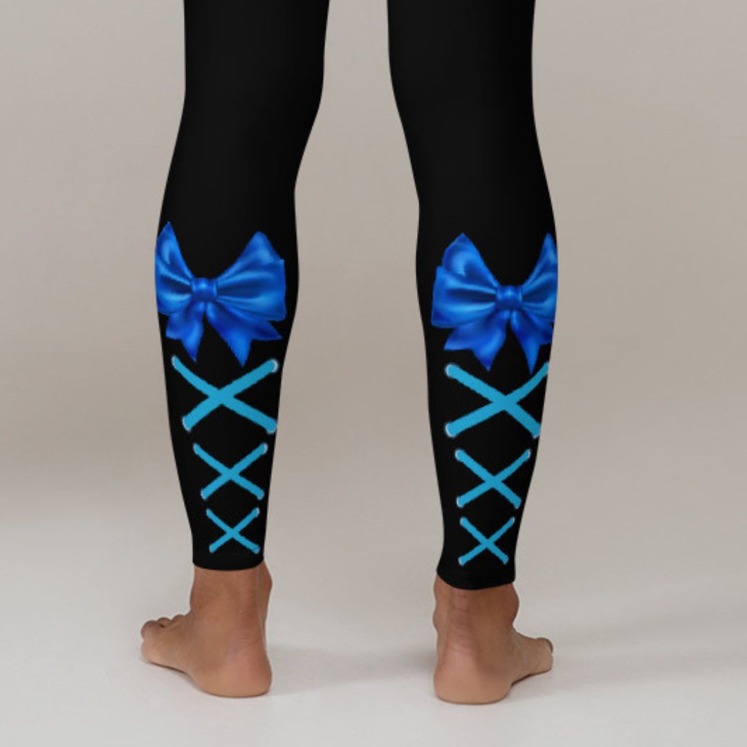 Leggings with a blue bow tie