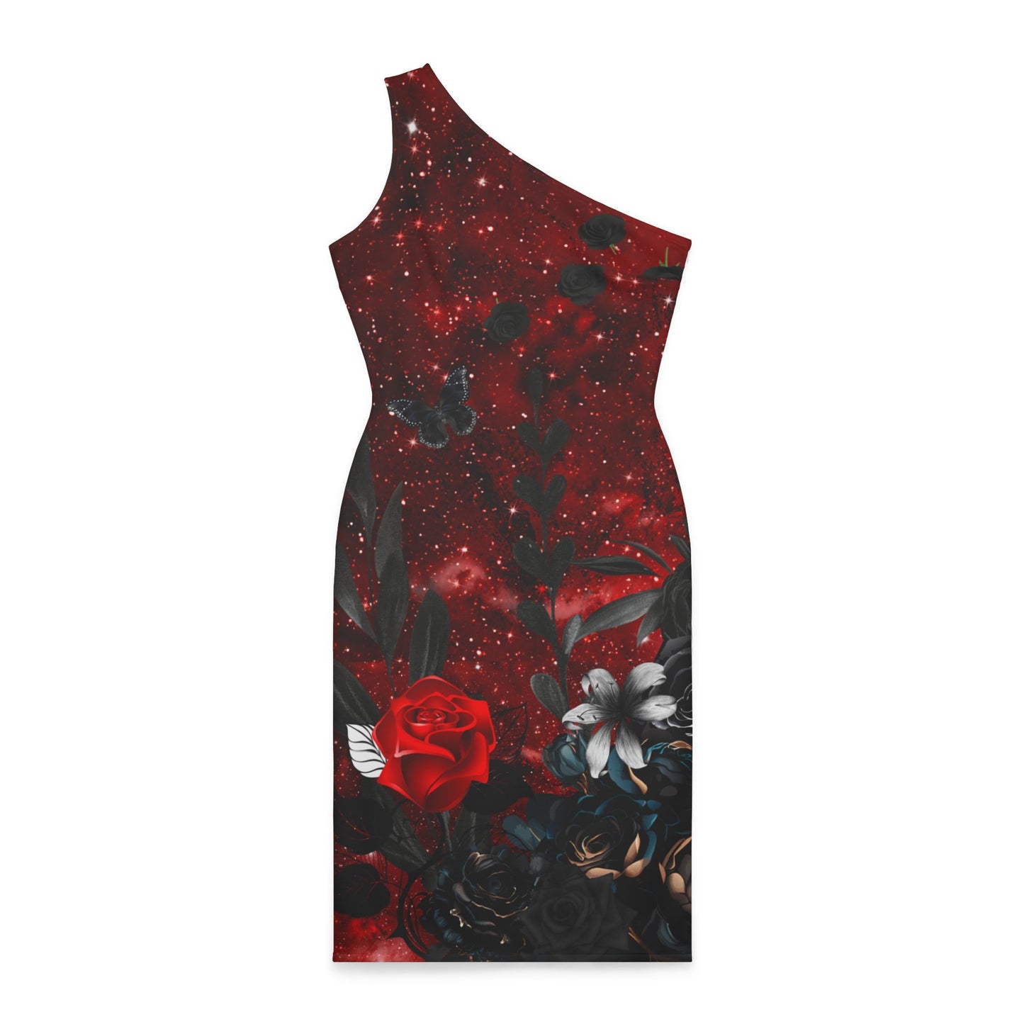 Red night sky, Shoulder Dress