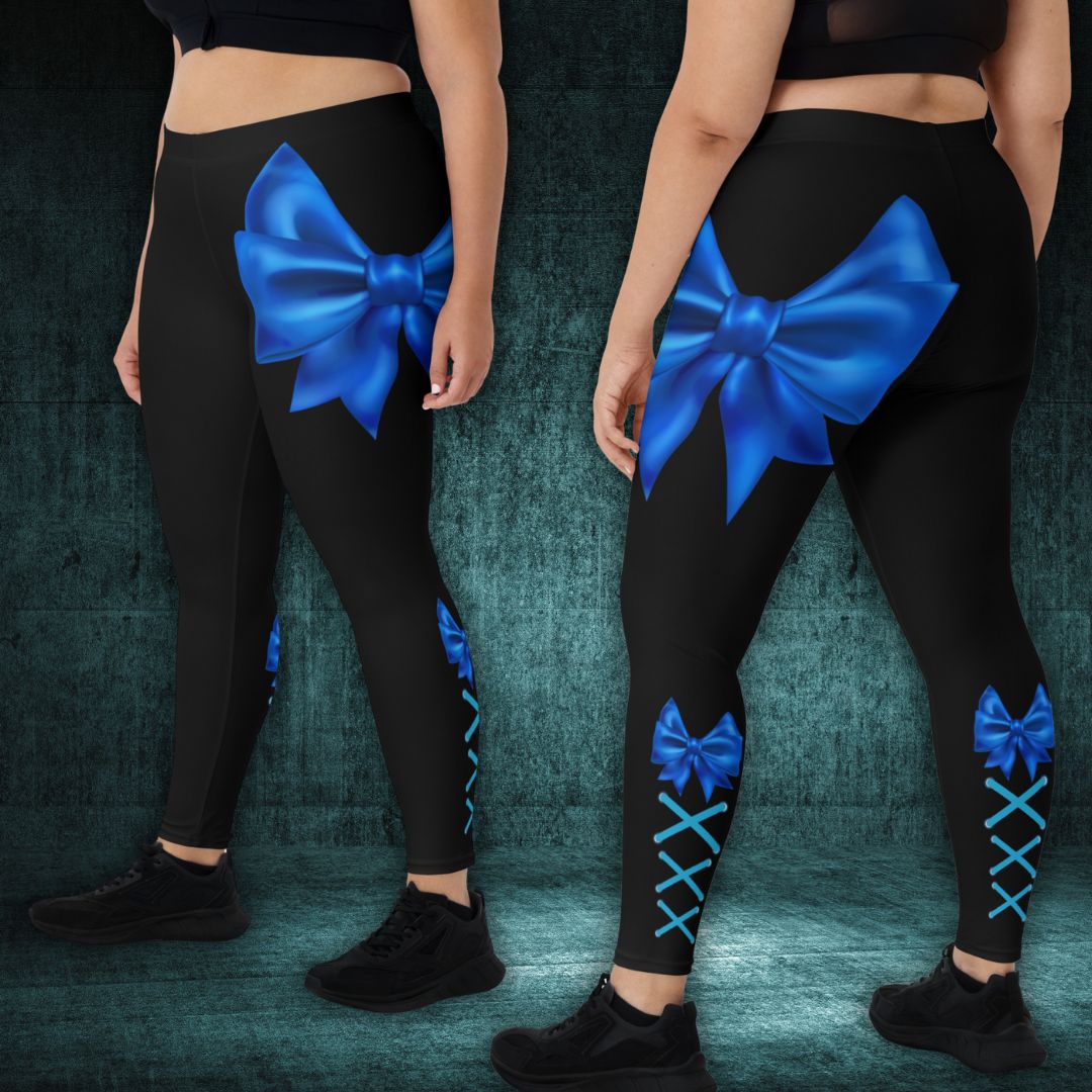 Leggings with a blue bow tie