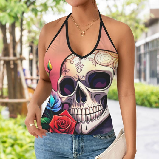 Light pink skull top with roses